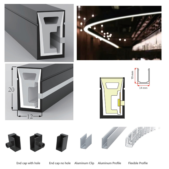 12*20mm Black Silicone LED Strip Diffuser For 10mm LED Strip 120° Side Emitting 12*20mm Black Silicone LED Strip Diffuser For 10mm LED Strip 120° Side Emitting